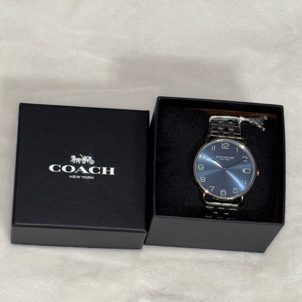 Coach Silver Watch with Deep Blue Dial